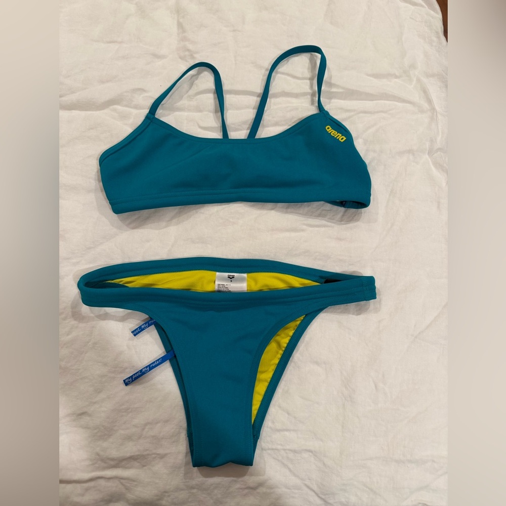 Arena Teal and Yellow Bikini Bottom